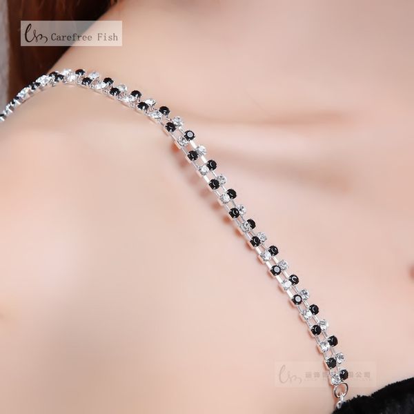 

ale double row rhinestones body jewelry bra straps 3colors 1pr/lot ing, Silver