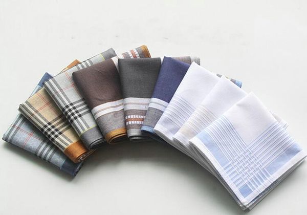 

hipping 12pcspcs 43 *43cm men pocket square handkerchiefs cotton plaid stripe pocket handkerchiefs hankies party business suit decor, Blue;white