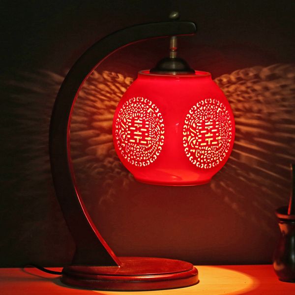 2019 Ceramic Lamp Red Bedroom Bedside Lamp Wedding Gift Chinese Style Vintage Lamps From Lightlight 239 6 Dhgate Com