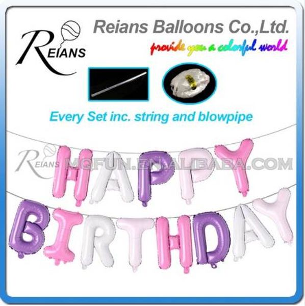 

16 balloons silver happy blue inch party golden birthday foil pink colorful string toys balloon letters balloon decoration atbgc