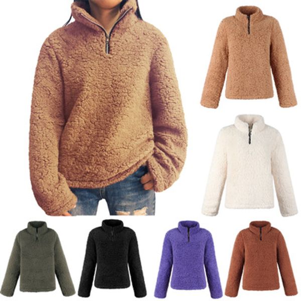 

autumn and winter new zipper plush sweater mt0073, Black