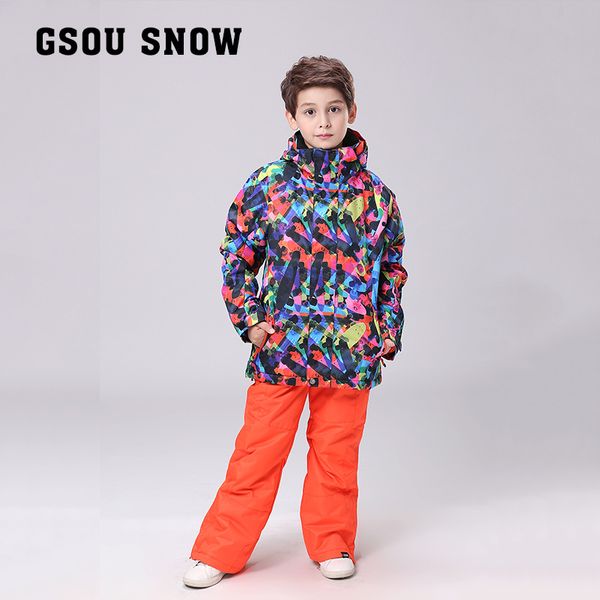 

gsou snow children outerwear warm coat sporty ski suit kids clothes sets waterproof windproof boys jackets for -30 degree