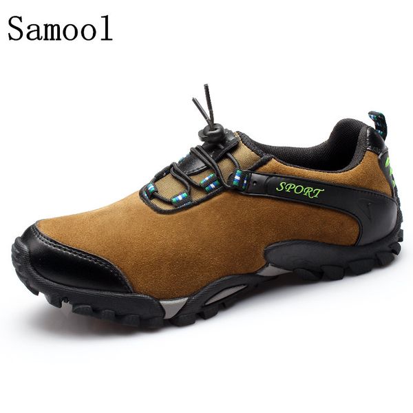 

2017 men work shoes waterproof mountain climbing shoes outdoor work boots cow suede outdoor trekking, Black