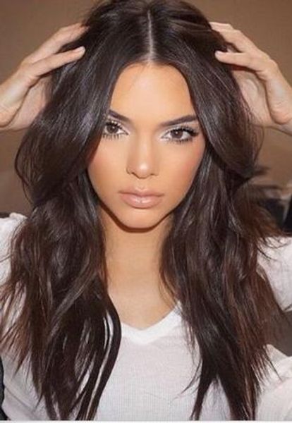 

stunning cos deep brown women's long synthetic wavy hair wigs, Black;brown