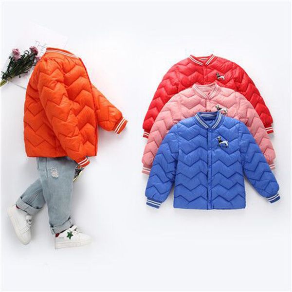 

drop shipping children kids down cotton wave jacket boys solid outwear coat children's winter warm jacket clothing for girls, Blue;gray