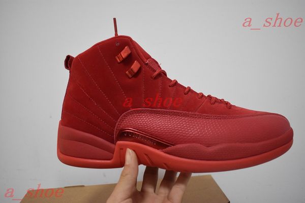 

12 red suede mens casual shoes mens 12s sneakers come with box, Black