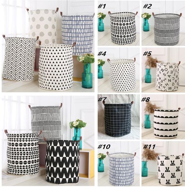 

storage baskets leather handle can stand organization canvas pouch vintage storage bags kids toys storage barrels ib129