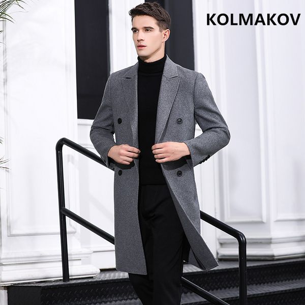 

new mens autumn winter double-faced woolen coats wool & blends men coats 2018 men's trench coat male slim fit plus size m-3xl, Black