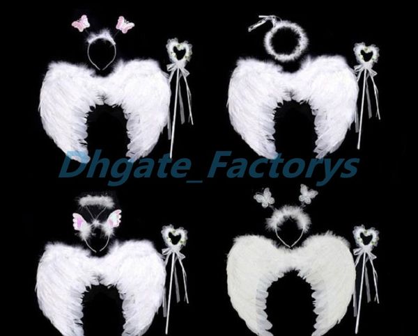 ANGEL FAIRY WINGS AND WAND HALO DARK ANGEL FANCY DRESS PARTY FAVOR WINGS+HALO