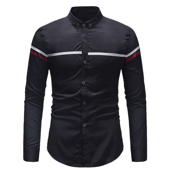 

men social shirt winter men slim long sleeve striped shirt male camisa masculina casual slim chemise homme w84jk, White;black