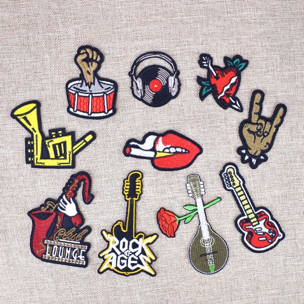

punk sewing embroidery clothing patches for leather attire iron on transfer applique patches for melt adhesive accessories patch 10pcs, Black
