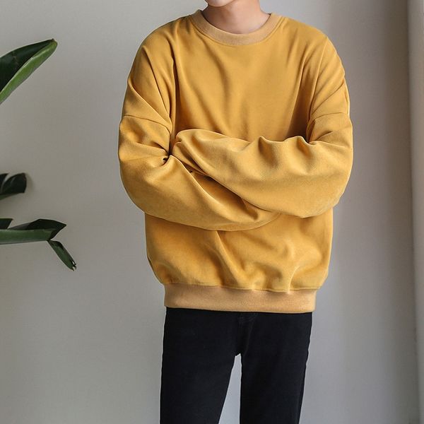 

men's loose solid color long sleeve jacket men's couples oversize korean trends autumn turtleneck sweater, Black;blue