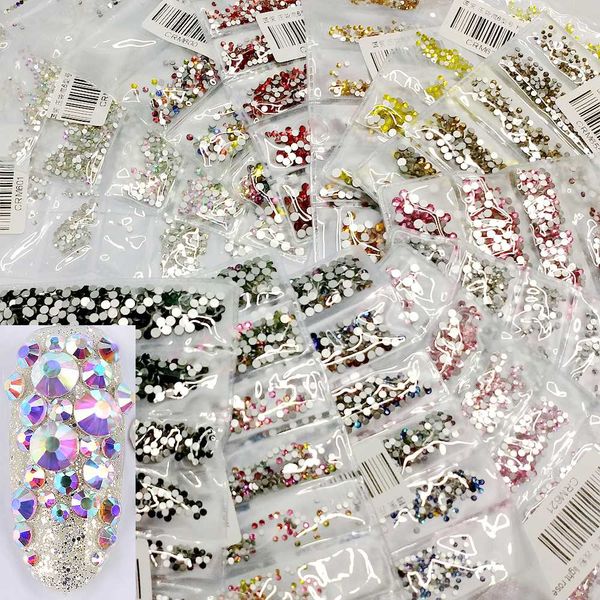 

nail rhinestones new 22 colors mixed 6 sizes ss3-ss10 1680pcs nail art decoration flatback glass stones shiny gems diy gems, Silver;gold