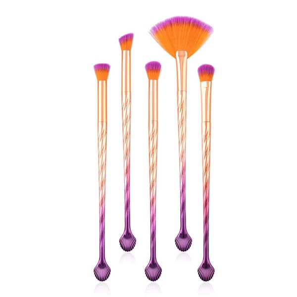 

5pcs shell makeup brush eyeshadow eyebrow make up brushes set professional colorful rainbow fan brush