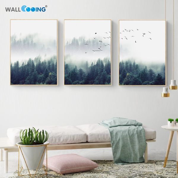 

canvas painting nordic decoration forest lanscape picture posters and prints home decor wall art paintings decoration salon