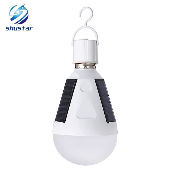 

rechargeable e27 led panel solar lamp intelligent 7w 12w energy saving lampara ac85-265 bombillas ip65 camping tent lighting