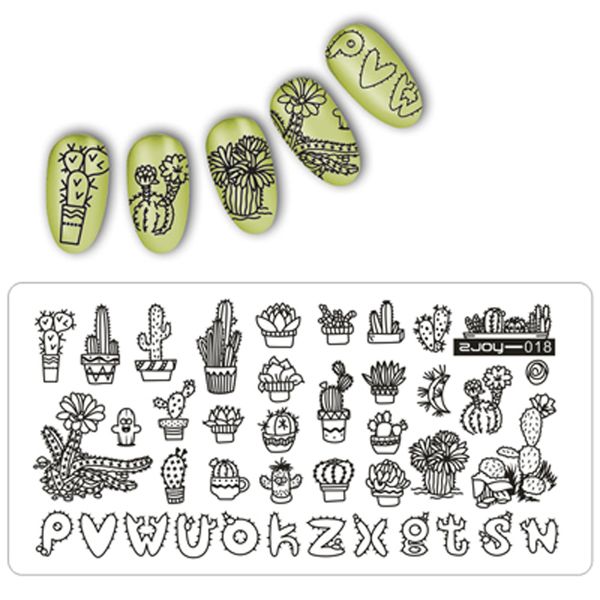 

rectangle 12.5*6.5cm nail stamping plates cactus image 3d diy pattern plate diy nail stamping template, White