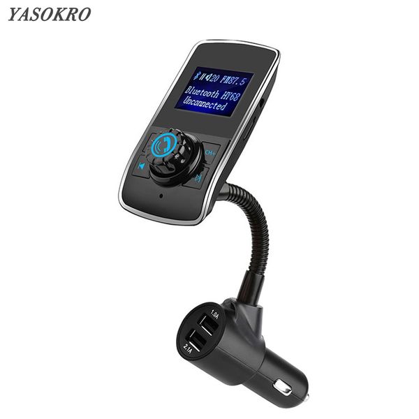 

yasokro fm transmitter modulator car audio mp3 player bluetooth handscar kit dual usb car charger support tf/u disk play