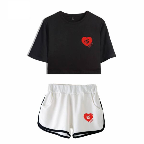 

bts t-shirt and shorts hip hop twice album what is love summer kawaii women clothes kpop harajuku print plus size, Gray