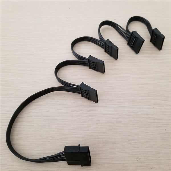 

Wholesale 100pcs/lot 4Pin IDE Molex to 5 Port 15Pin SATA Power Cable Cord 18AWG Wire for Hard Drive HDD SSD PC Server DIY Black