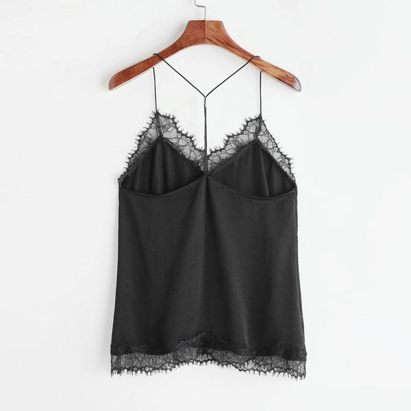 

2018 women casual sleeveless lace crop vest tank shirt women's lace camisole, White