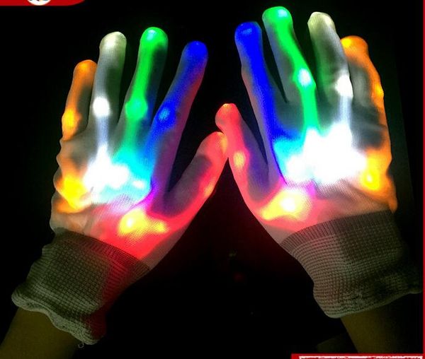 multicolor led party light bar guanti finger lights guanti led rave magic glove guanti Halloween Ghost skull gloves