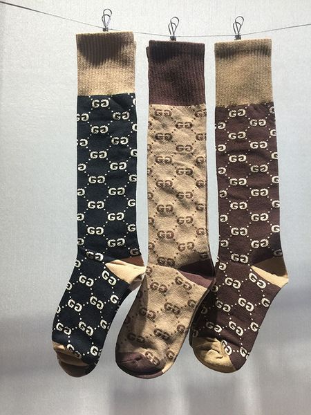 

2019 g letter printing fa hion long tube knee ock tocking knitted cotton ock 5color 1pair in one gift box, White