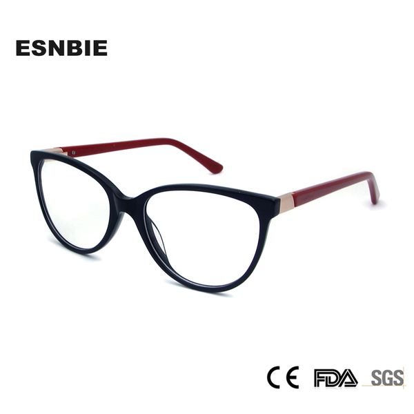 

esnbie ladies cats eye glasses frames retro acetate women fashionable spectacle frames full rim eyeglasses, Silver