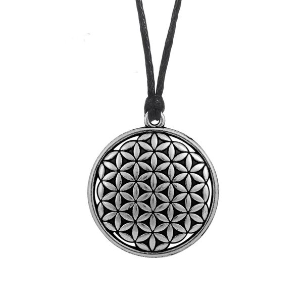 

dawapara flower of life om yoga chakra pendant mandala necklace sacred geometry women jewelry, Black