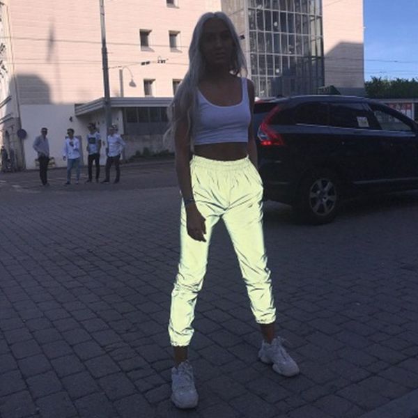 

autumn clothing noctilucent leisure pants fashion bling club leggings harem pants women sweatpants long pants new size s-xl, Black;white