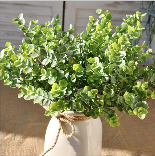 

10pcs/lot the simulation flowers plastic fake dried flowers eucalyptus leaves money green potted plants for home decor gifts