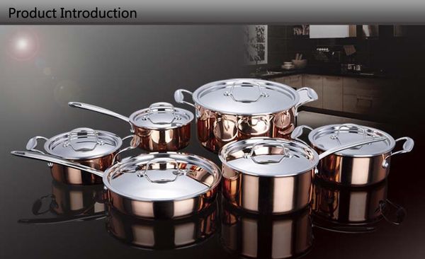 

cookware sets high -grade copper 6 pieces cooking pots with frying pan stainless pot pot and pans cookware set