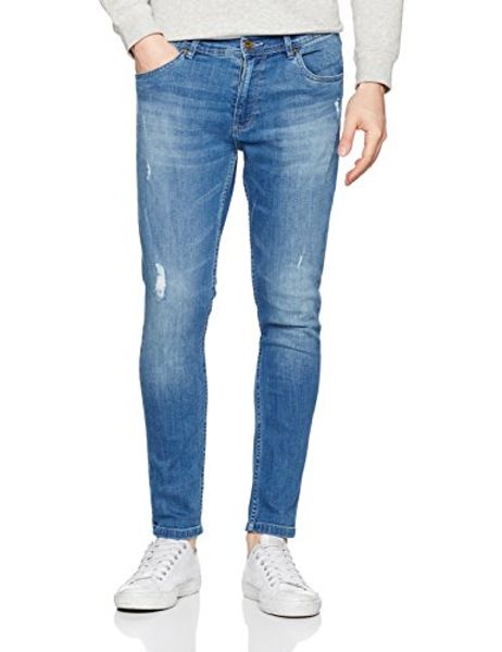 

urban classics mens jeans pants skinny ripped stretch denim pants, tb1606, streetwear trousers for men, Blue