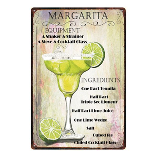 

mike86 ] margarita cocktail lounge metal plate hawaii wall posters vintage tin sign antique souvenirs festival gift dd-1008