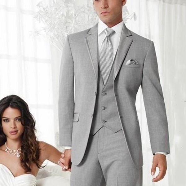 

latest coat pant designs light grey wedding suits for men groom tuxedos groomsmen suit regular fit male blazers 3piece costume homme mariage, Black;gray