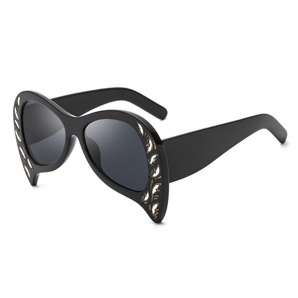 

hbk 2018 luxury cat eye sunglasses retro special bat shade pink black brown rivet oversized cat eye shades for women uv400, White;black