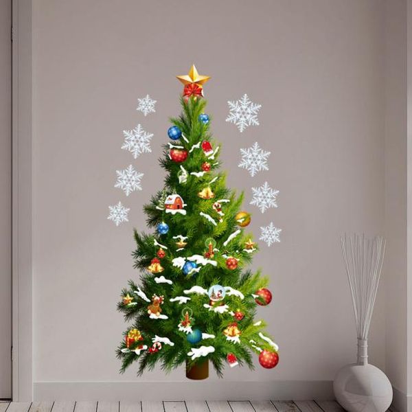 

wall stickers bedroom decoration christmas tree snowflake window sticker adesivo de parede muraux home decor 5%