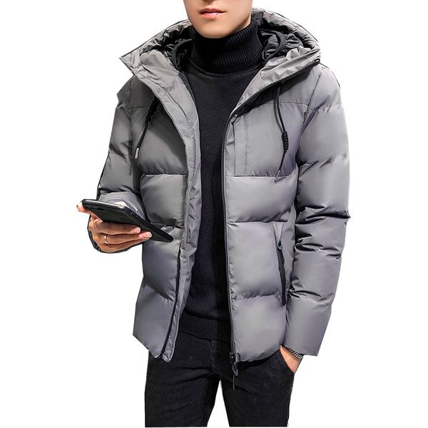 

зима хлопок мягкий с капюшоном куртка пальто мужчины ветрозащитный куртка толстые стеганые случайные пальто мужской, Black