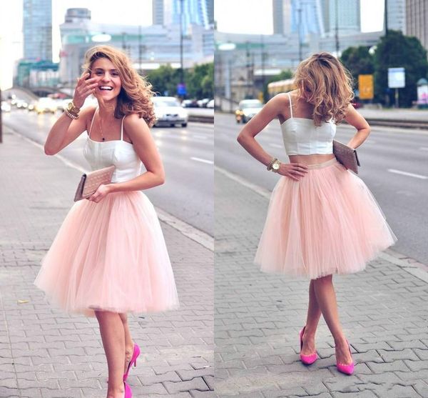 

pearl pink short tulle skirts for women satin waist full fluffy tutu knee length formal party skirts midi length girls skirts, White