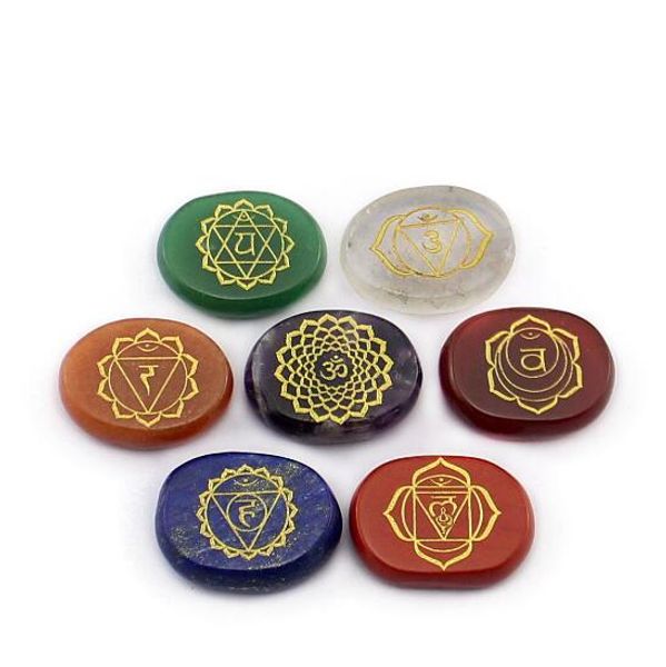 

7pcs/set Natural Crystal Reiki Chakras Healing Stones Multi Color Agate India 7 Chakra Stone And Minerals Arts and Crafts CCA9708 10set