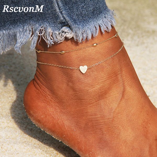 

R cvonm heart female anklet barefoot crochet andal foot jewelry leg new anklet on foot ankle bracelet for women leg chain