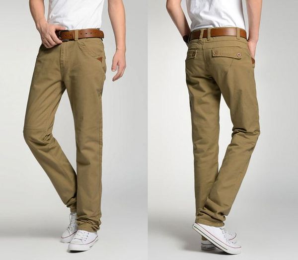 

new men's casual pants fashion cotton pocket big size straight leg pants long man trousers bottoms khaki black army green 34 38