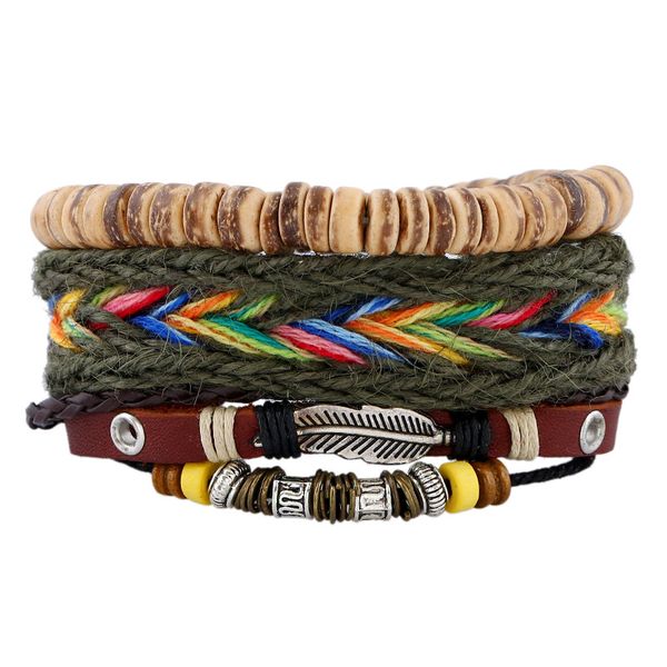 

wholesale europe diy leather braided bracelet fashionable mens layer bracelet, Golden;silver