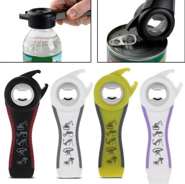 

multifunctional 5 in 1 bottle opener jar can kitchen manual opener tool gadget stainless steel beer bottle opener tc180802 dhl