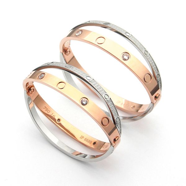 

316l titanium teel brand full cry tal love bracelet double ring cro bracelet bangle women men couple love jewelry