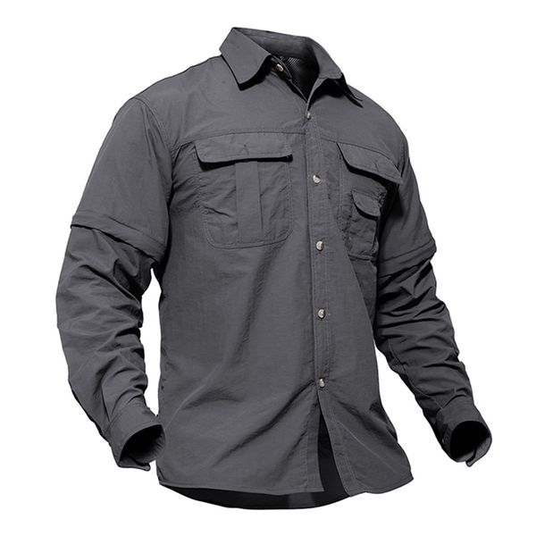

men's shirts quick dry tactical clothes casual shirts long sleeve blouse army style cargo shirt removable outerwear, White;black