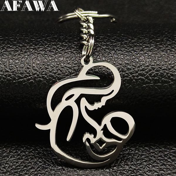 

2018 fashion mon baby stainless steel keyring for women silver color keychains jewelry portachiavi donna k77473b