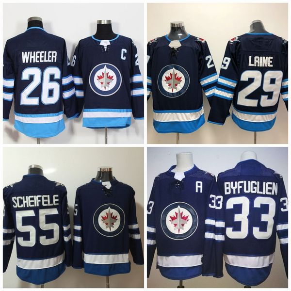 

#29 Patrik Laine Winnipeg Jets 2017-2018 Season Newest 33 Dustin Byfuglien 26 Blake Wheeler 55 Mark Scheifele Hockey Jerseys