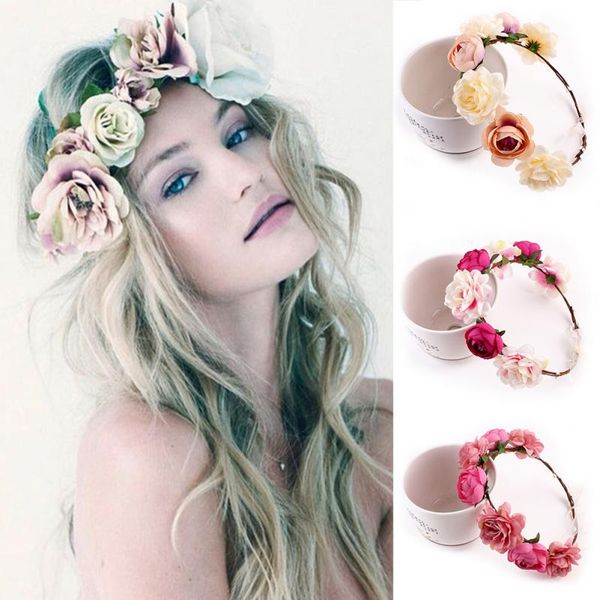 

bohemia handmade floral headband women flower crown wedding garland hair accessories girls flower hairband bridal headdress