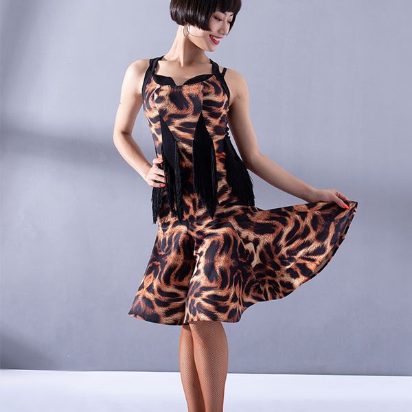 

fashion latin dance dress women sling tassel gatsby dresses costume flamenca fringe dress for lady clothing style dl2729, Black;red